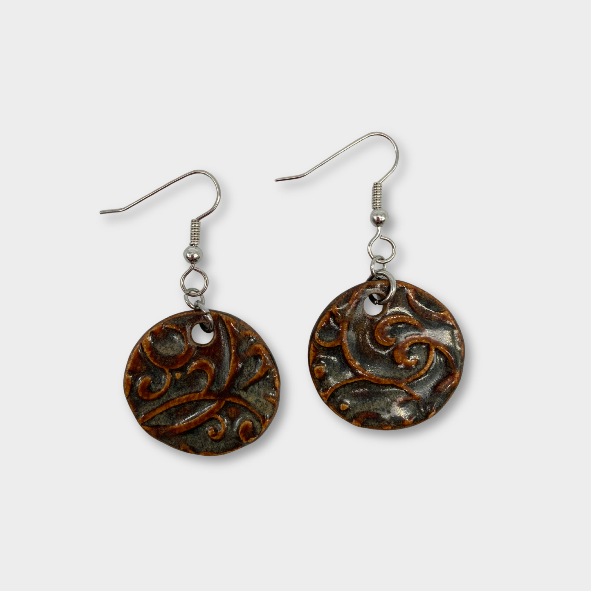 Ember Scroll Earrings (Handcrafted Ceramic)