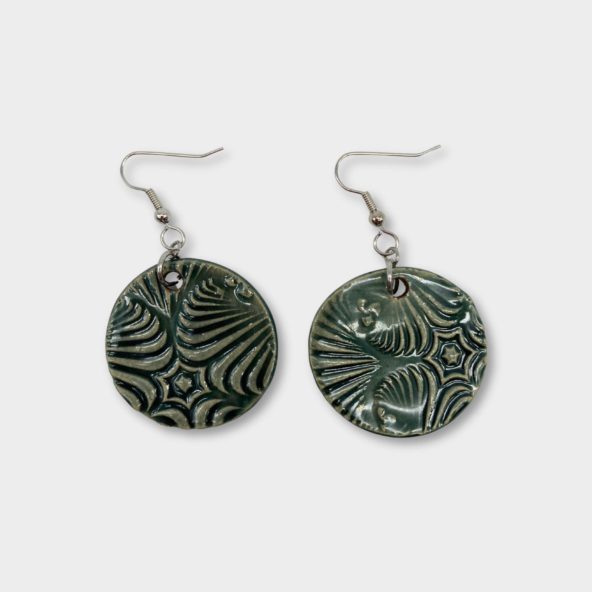 Verdant Echo Earrings (Handcrafted Ceramic)