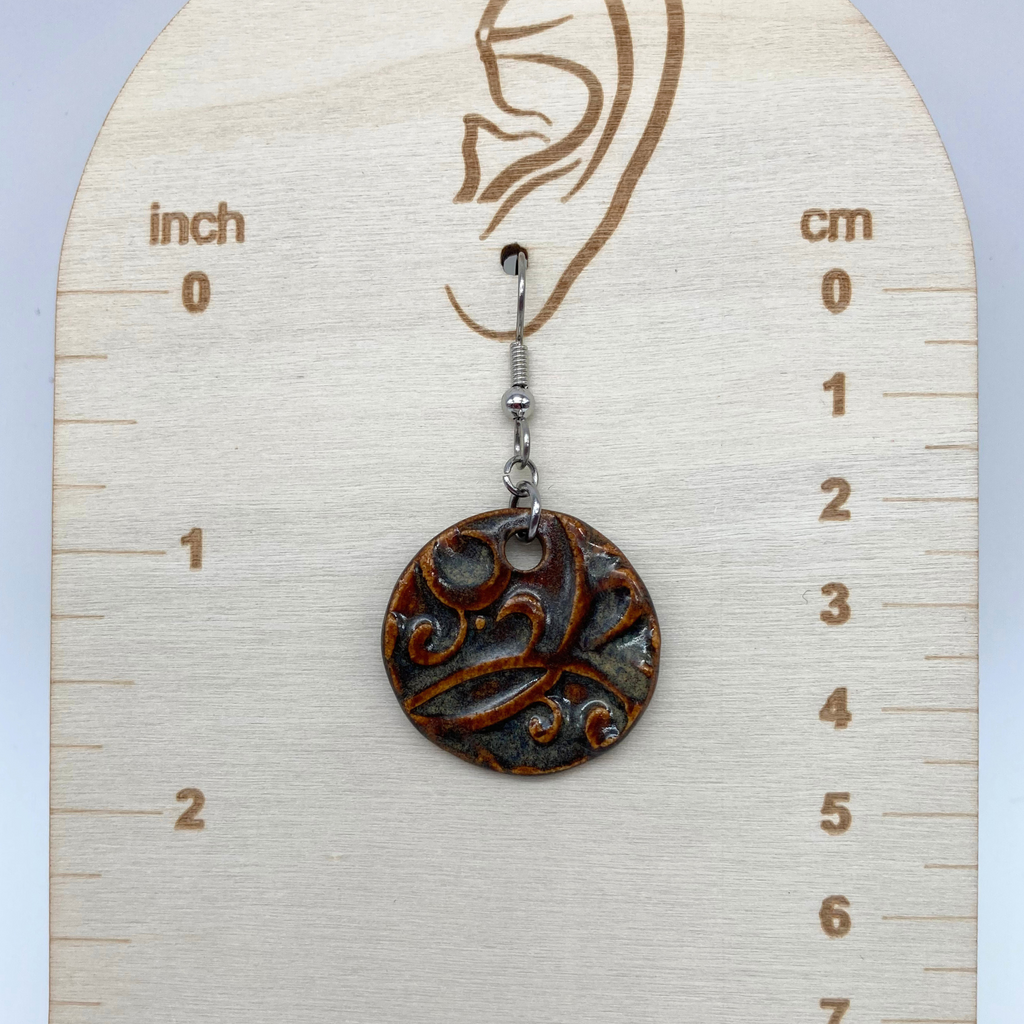 Ember Scroll Earrings (Handcrafted Ceramic)