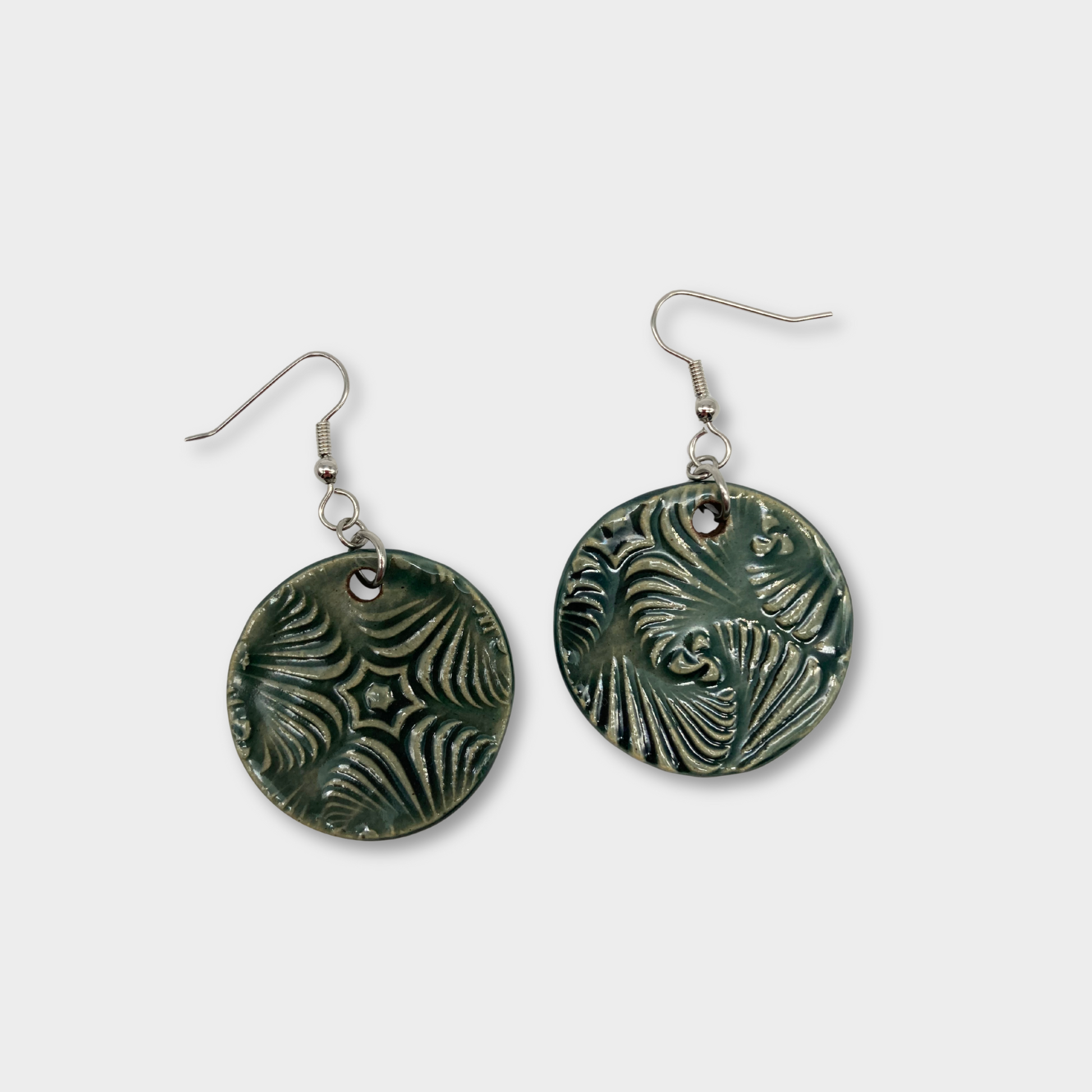 Forest Whirl Earrings (Handcrafted Ceramic)