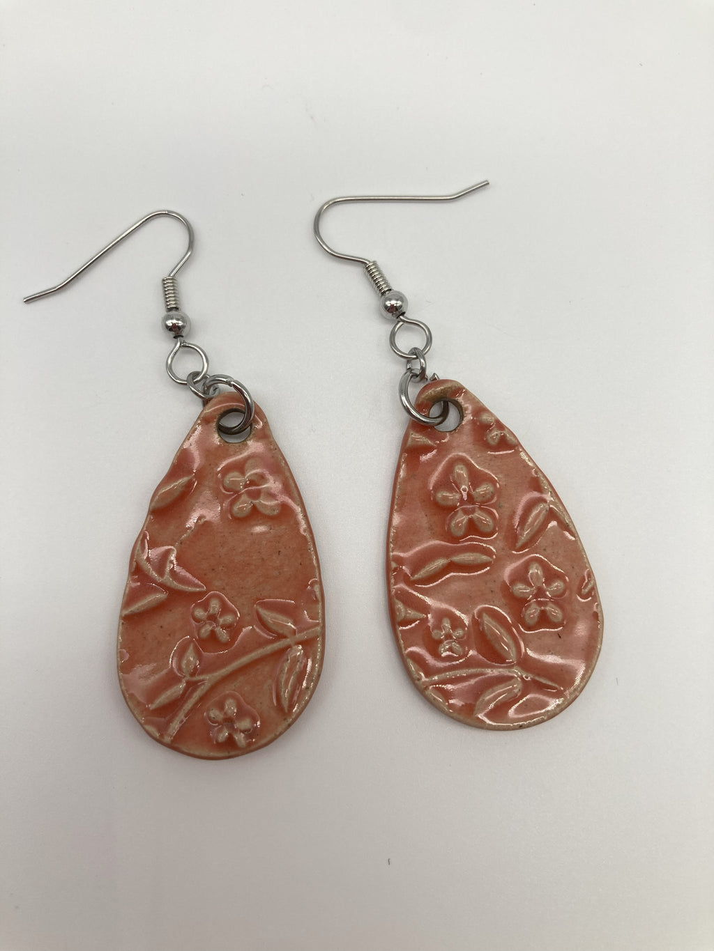 Peach Posies Teardrop Earrings