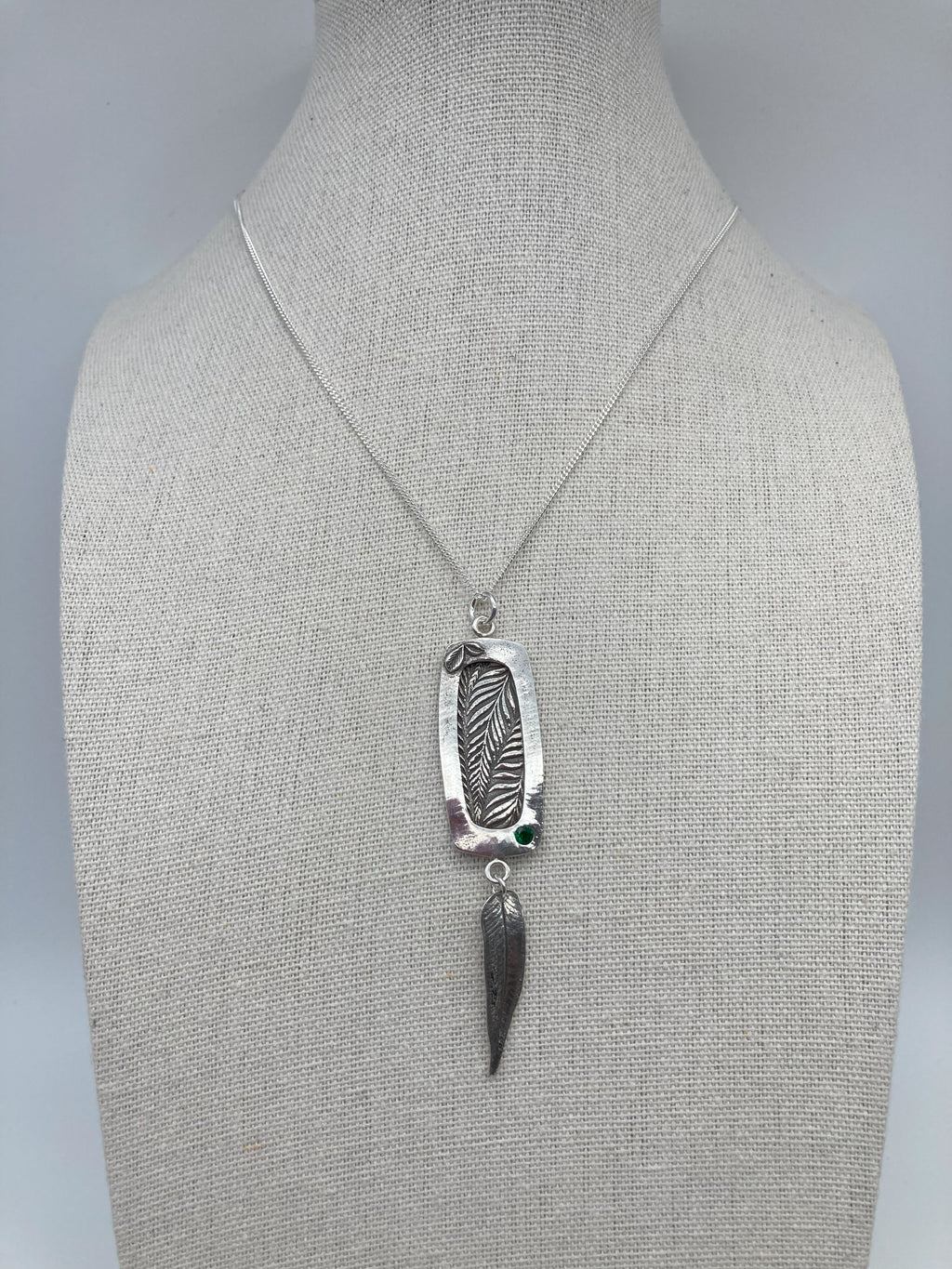 Emerald Fern Silver Clay Necklace
