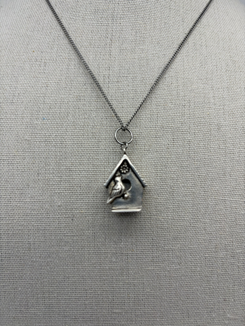 Silver Birdhouse Pendant