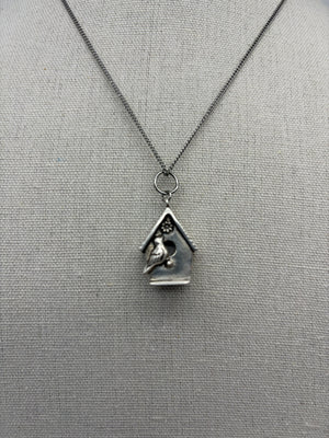 Silver Birdhouse Pendant