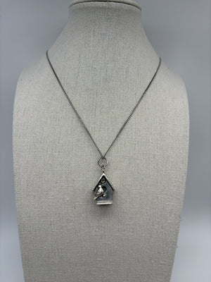 Silver Birdhouse Pendant