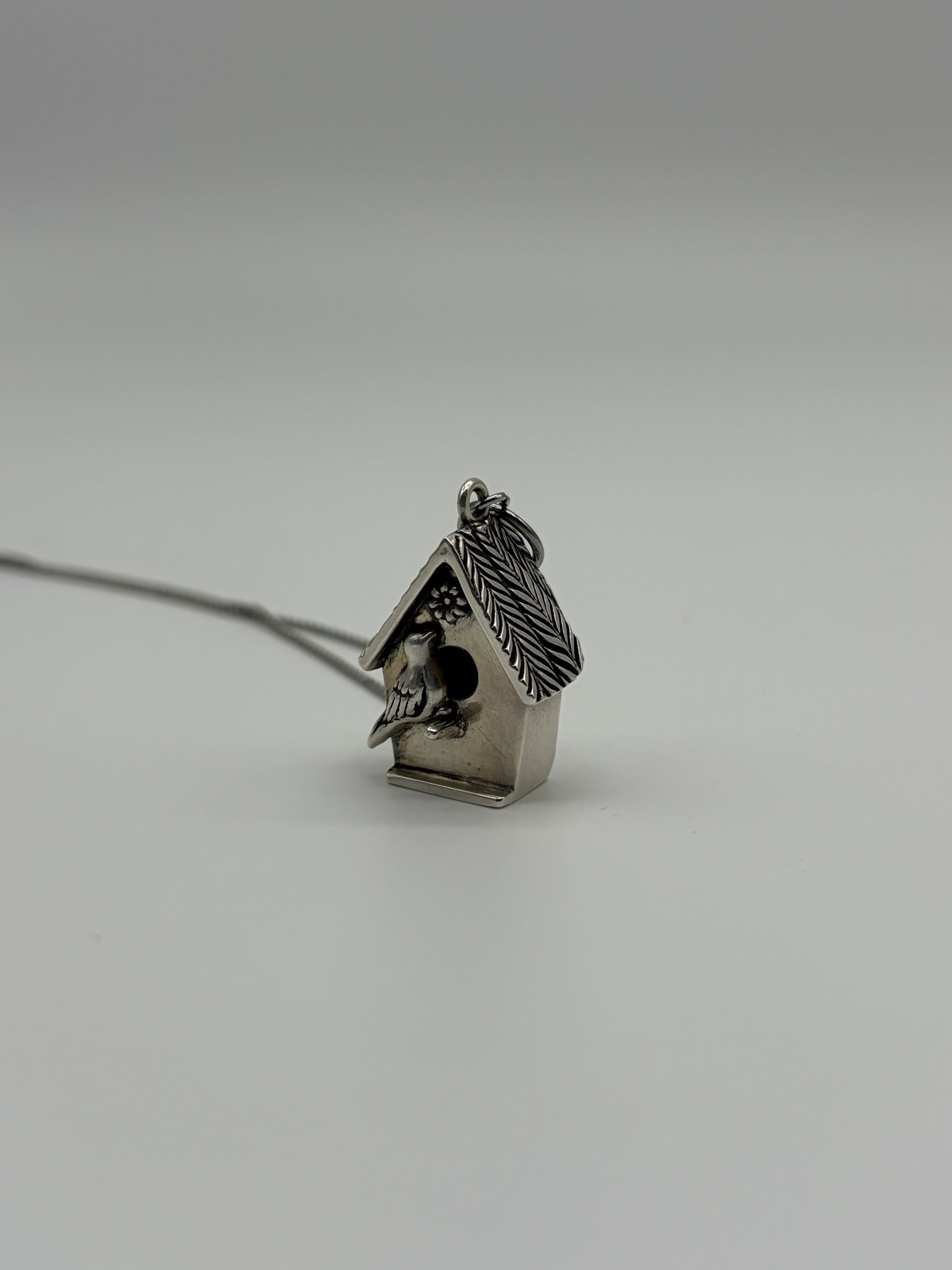 Silver Birdhouse Pendant